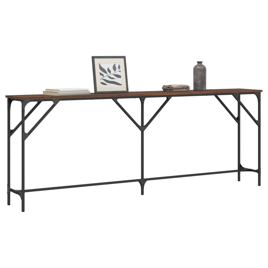 Brown Oak Console Table - 200x29x75 cm, Engineered Wood