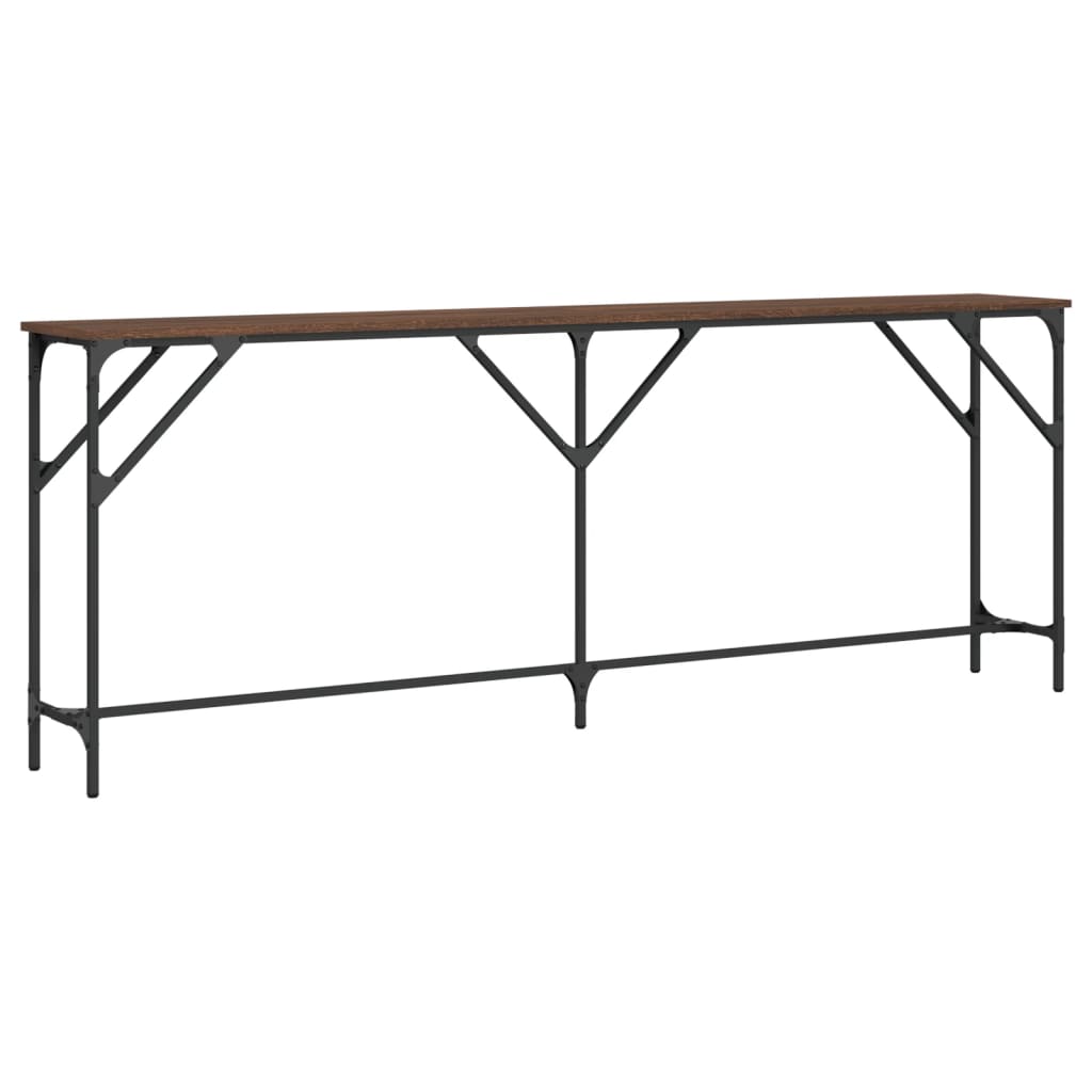 Brown Oak Console Table - 200x29x75 cm, Engineered Wood