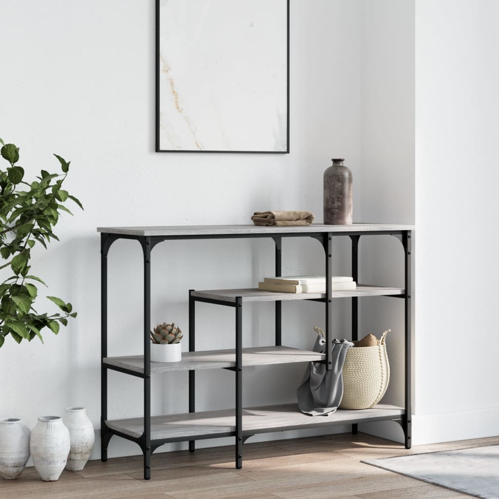 Grey Sonoma Console Table with Shelves 100x35x75 cm