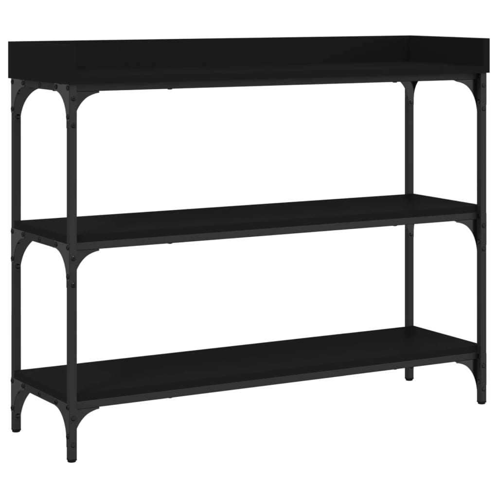 Sleek Black Console Table with Shelves - 100x30x80 cm, Modern Design