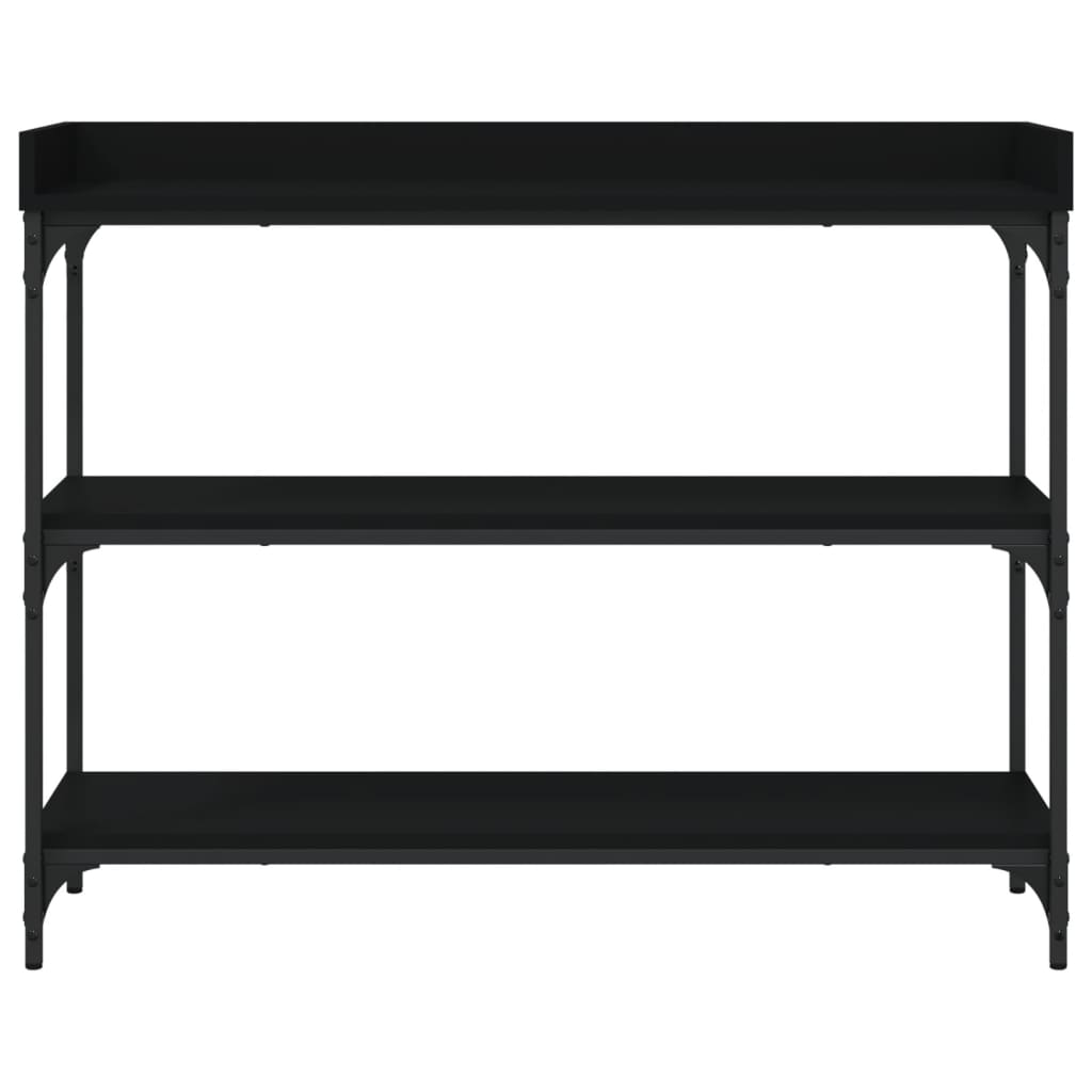 Sleek Black Console Table with Shelves - 100x30x80 cm, Modern Design