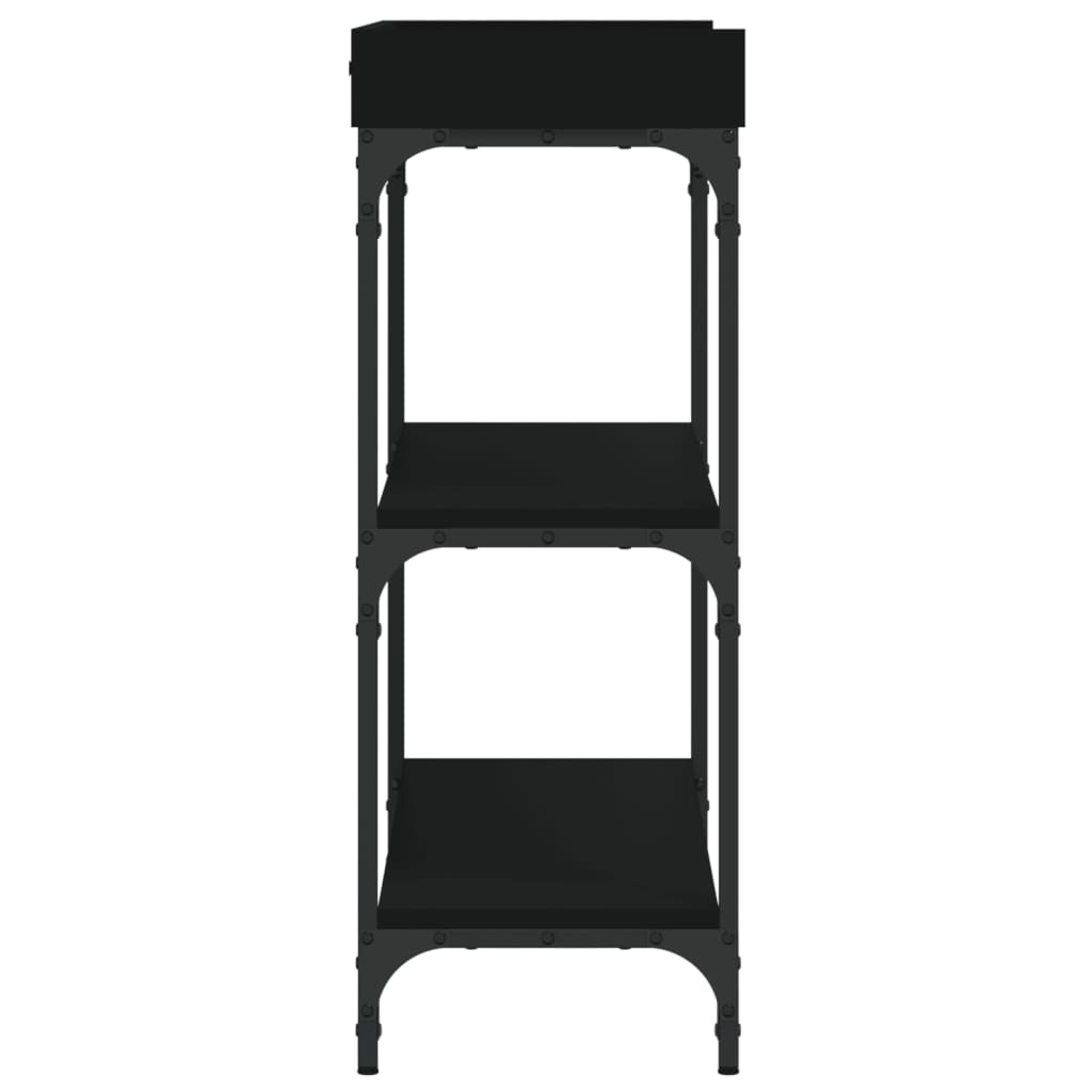 Sleek Black Console Table with Shelves - 100x30x80 cm, Modern Design