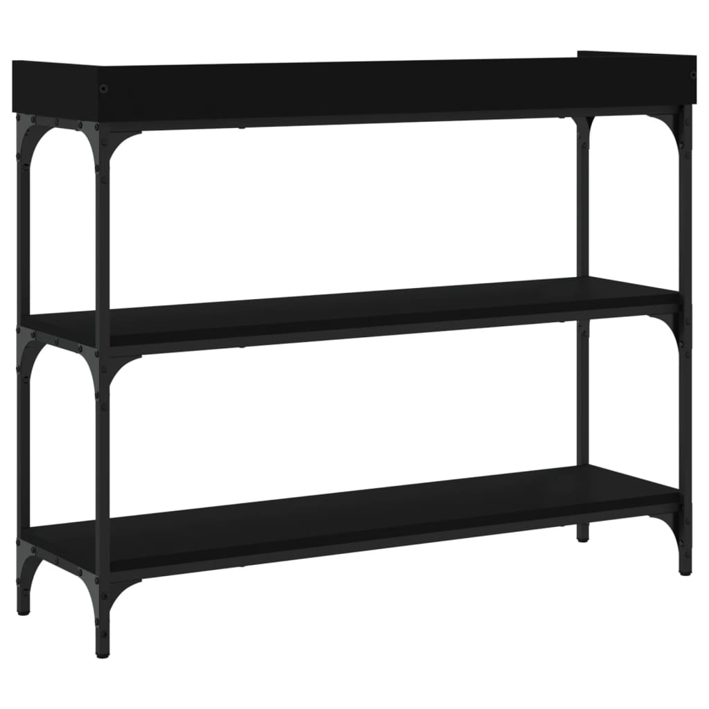 Sleek Black Console Table with Shelves - 100x30x80 cm, Modern Design