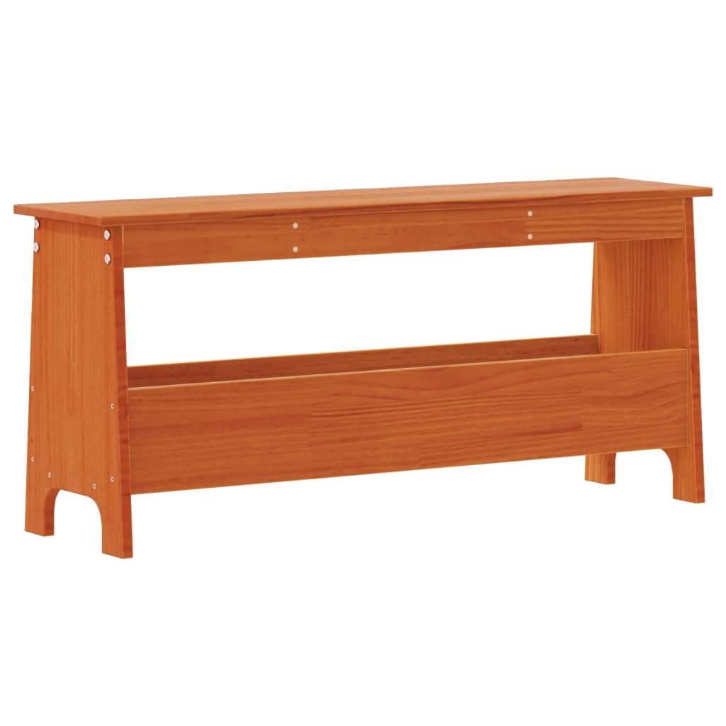 Solid Wood Pine Hall Bench, Wax Brown, 100x28x45 cm