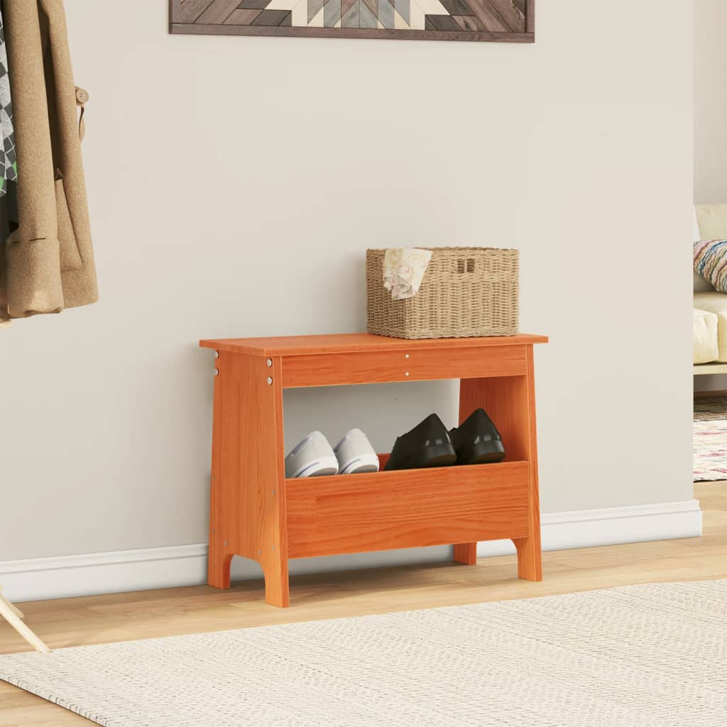 Solid Wood Pine Hall Bench 60x28x45 cm - Wax Brown Finish