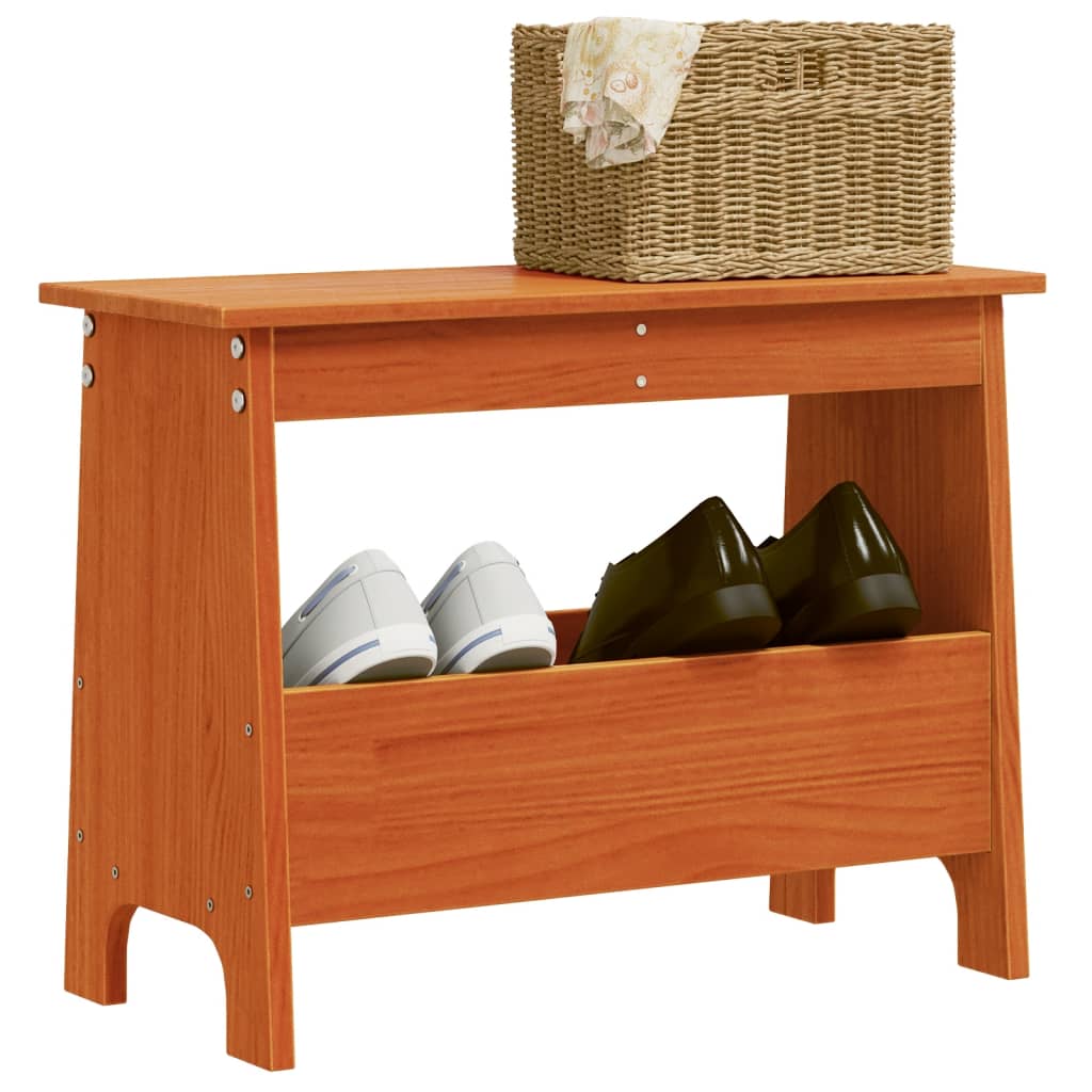 Solid Wood Pine Hall Bench 60x28x45 cm - Wax Brown Finish