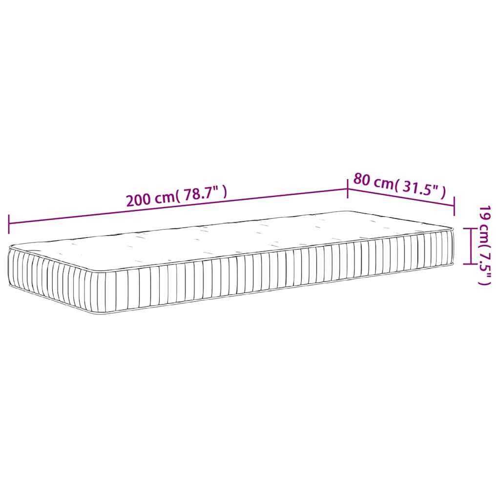 Pocket Spring Mattress Medium 80x200 cm