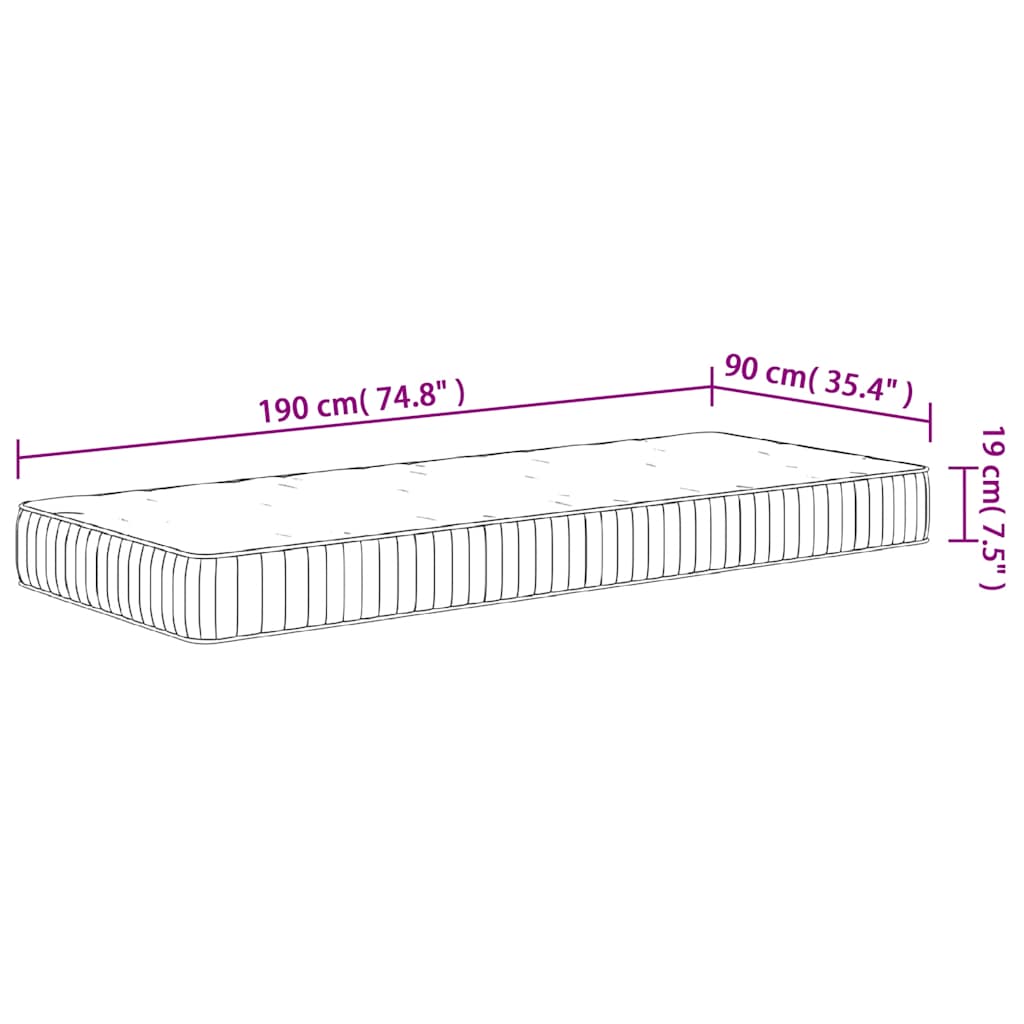Pocket Spring Mattress Medium 90x190 cm Single Size