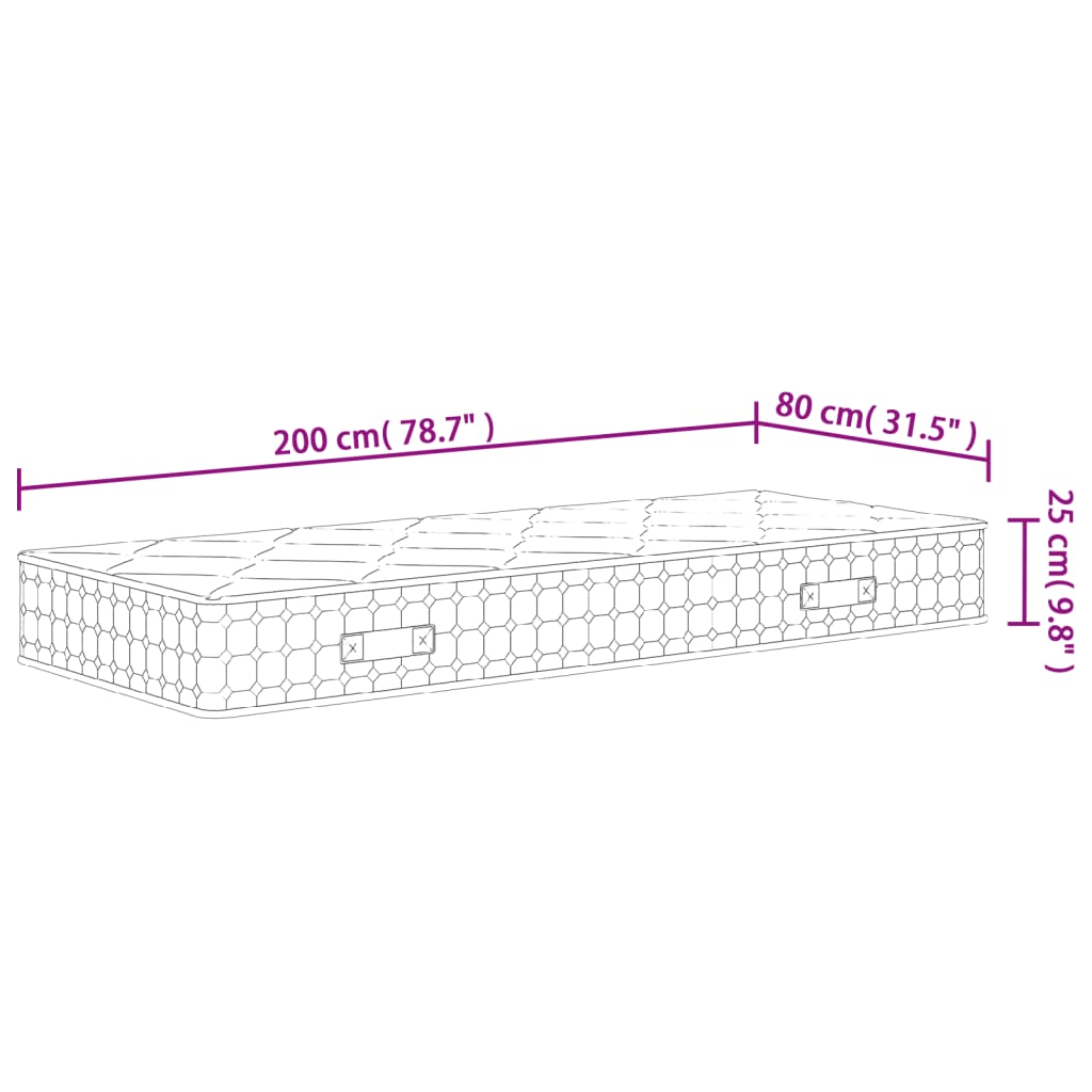 Pocket Spring Mattress Medium Firm 80x200 cm
