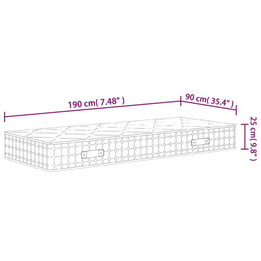 Pocket Spring Mattress Medium Firm 90x190 cm Single Size