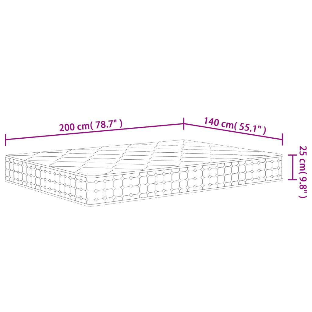 Pocket Spring Mattress Medium Firm 140x200 cm