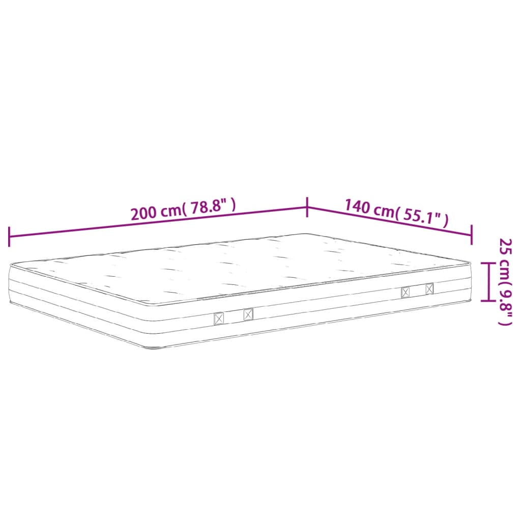 Pocket Spring Mattress Medium Firm 140x200 cm