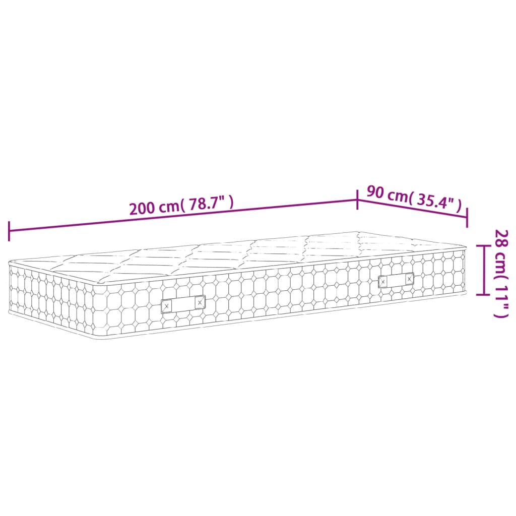 Pocket Spring Mattress Medium 90x200 cm