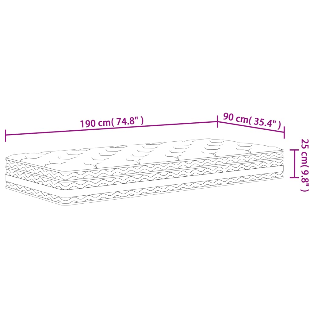 Pocket Spring Mattress Medium 90x190 cm Single Size