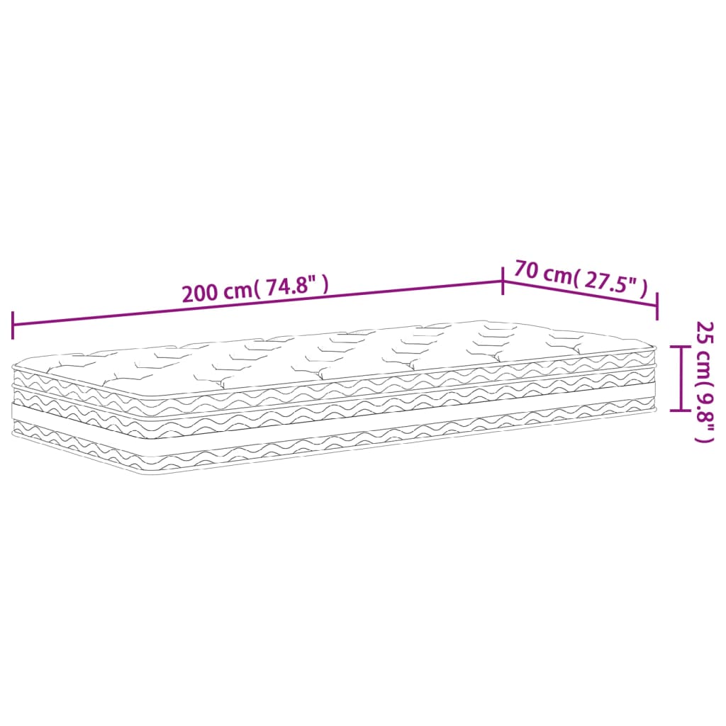 Pocket Spring Mattress Medium 70x200 cm
