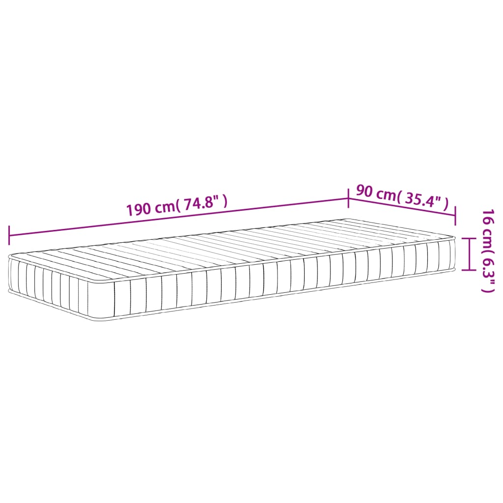 Foam Mattress Medium Soft 90x190 cm Single Size