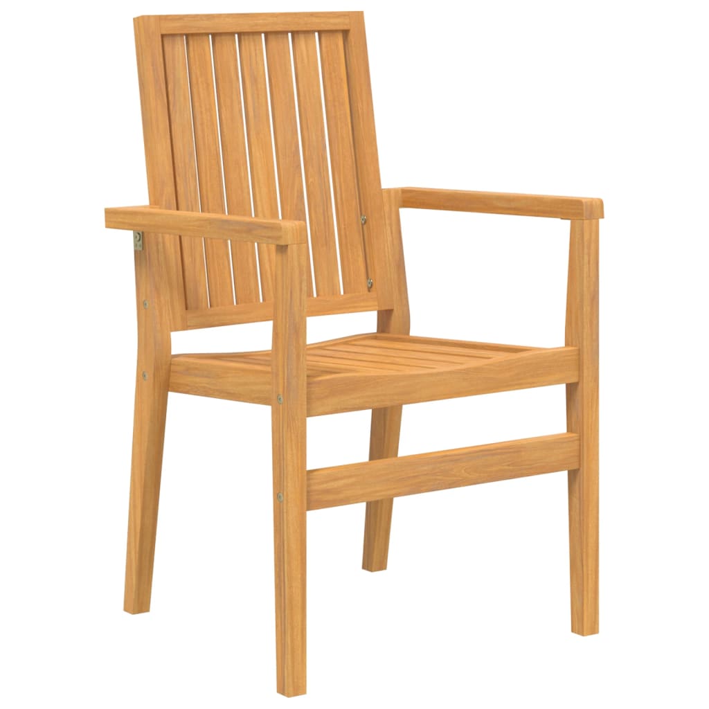 4-Piece Teak Stackable Garden Chairs - Solid Wood, 56.5x57.5x91 cm