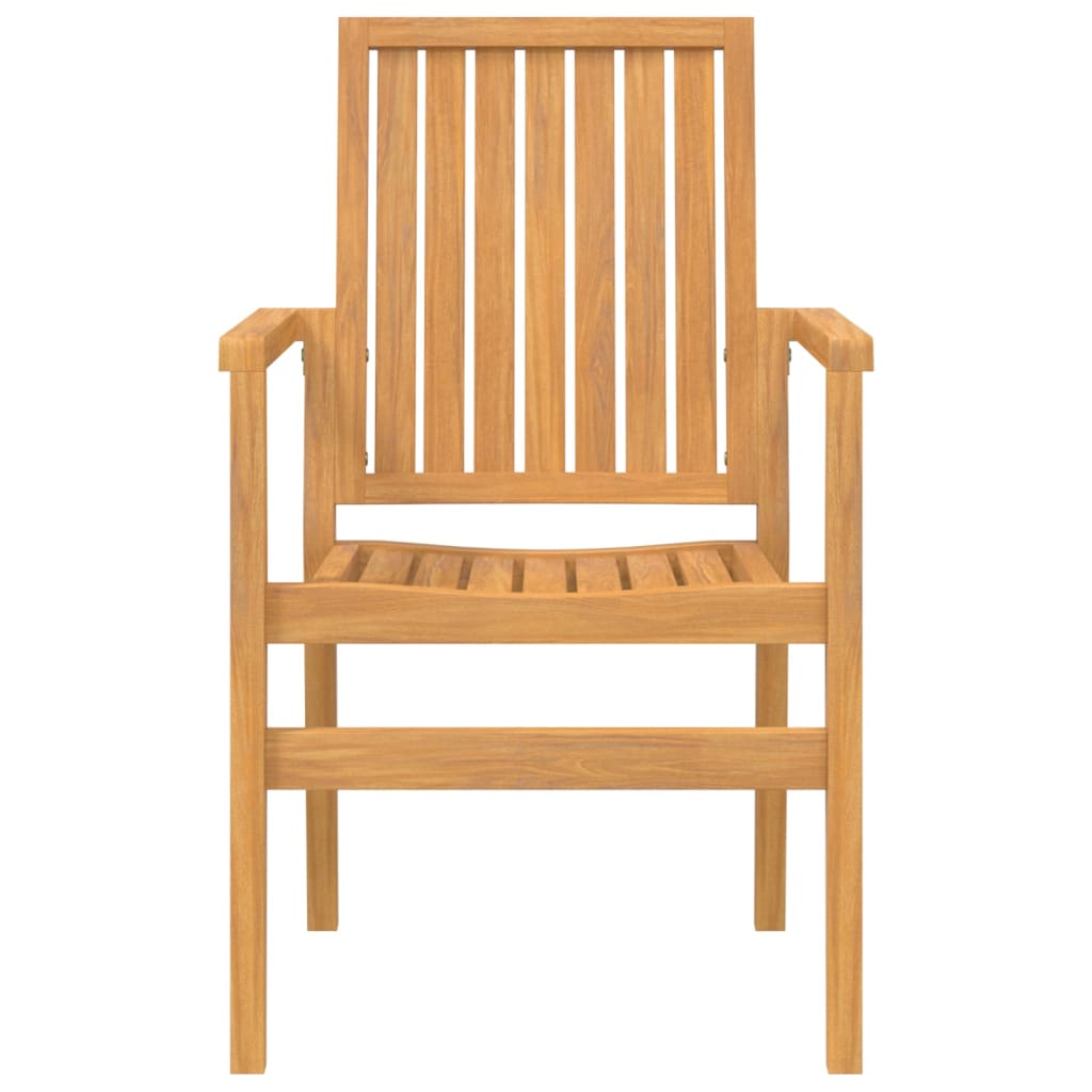 4-Piece Teak Stackable Garden Chairs - Solid Wood, 56.5x57.5x91 cm