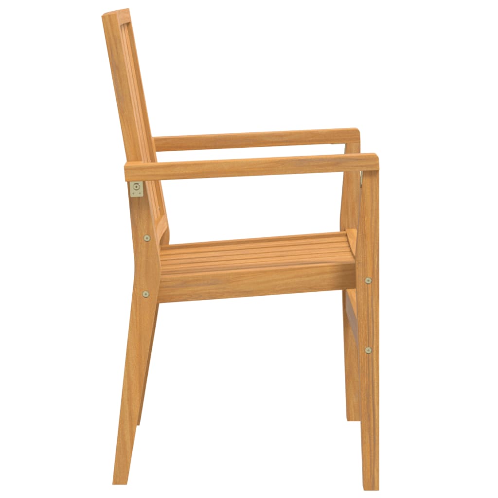 4-Piece Teak Stackable Garden Chairs - Solid Wood, 56.5x57.5x91 cm