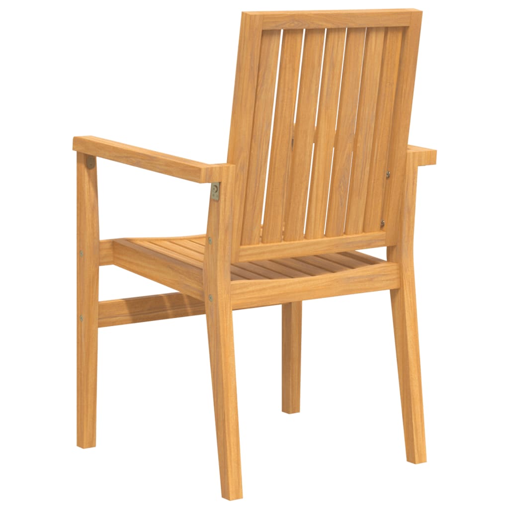 4-Piece Teak Stackable Garden Chairs - Solid Wood, 56.5x57.5x91 cm