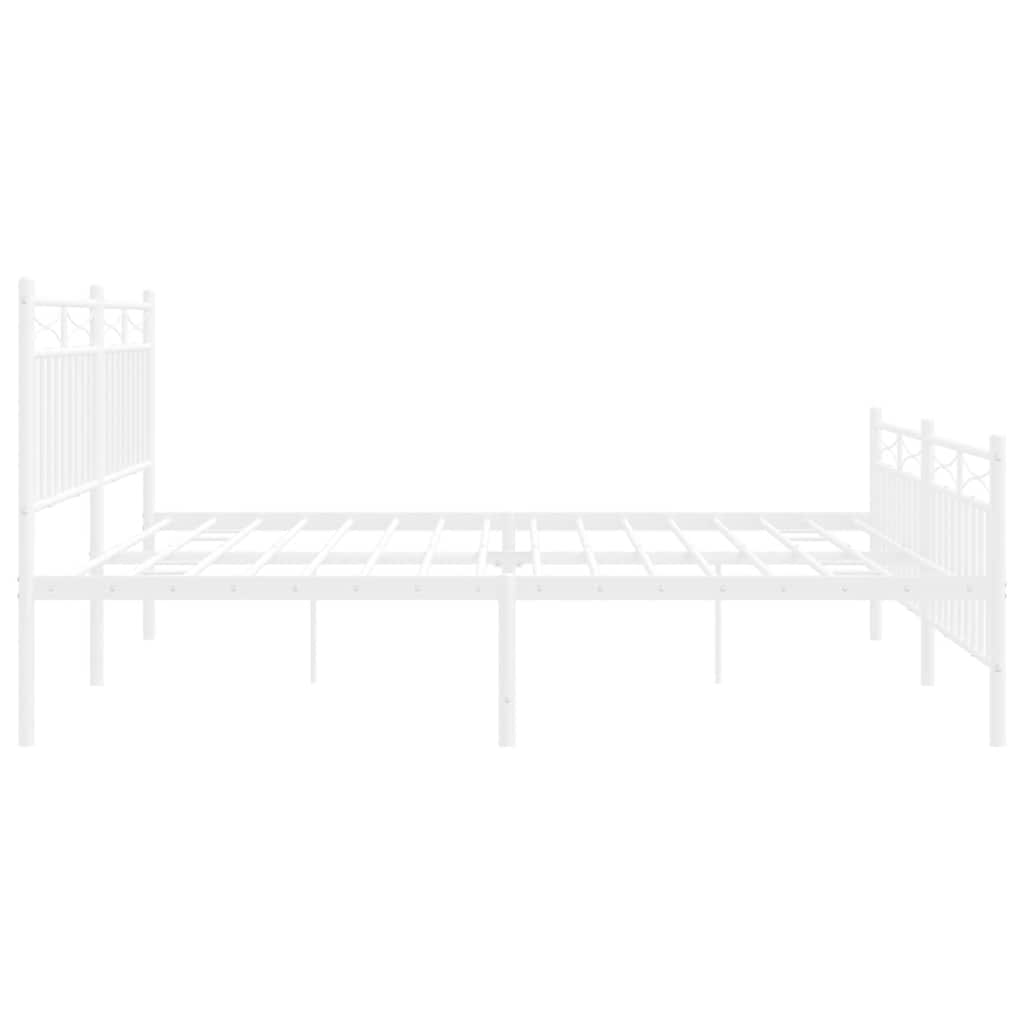 Metal Bed Frame without Mattress with Footboard White 183x213cm