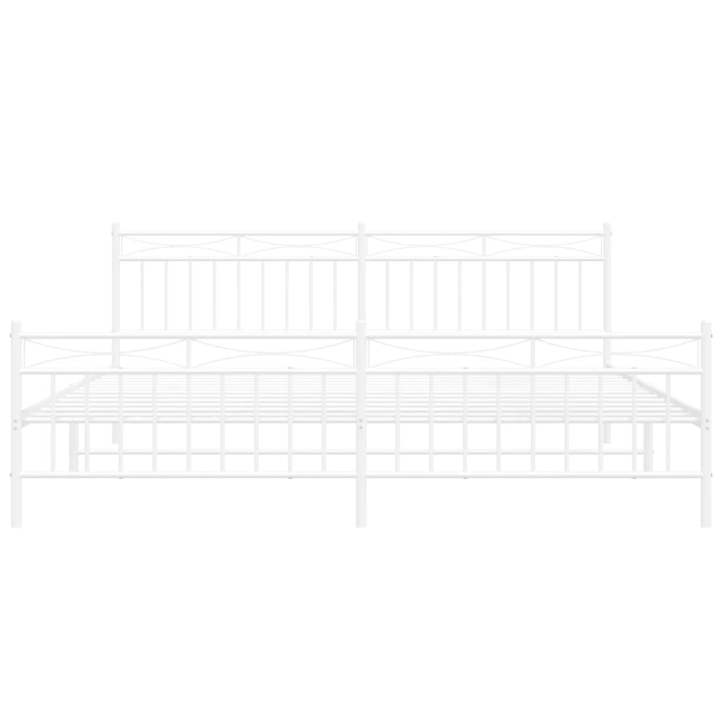 Metal Bed Frame without Mattress with Footboard White 200x200cm