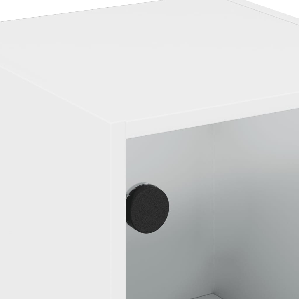 White Bedside Cabinets with Glass Doors 2 Pcs - 35x37x42 cm