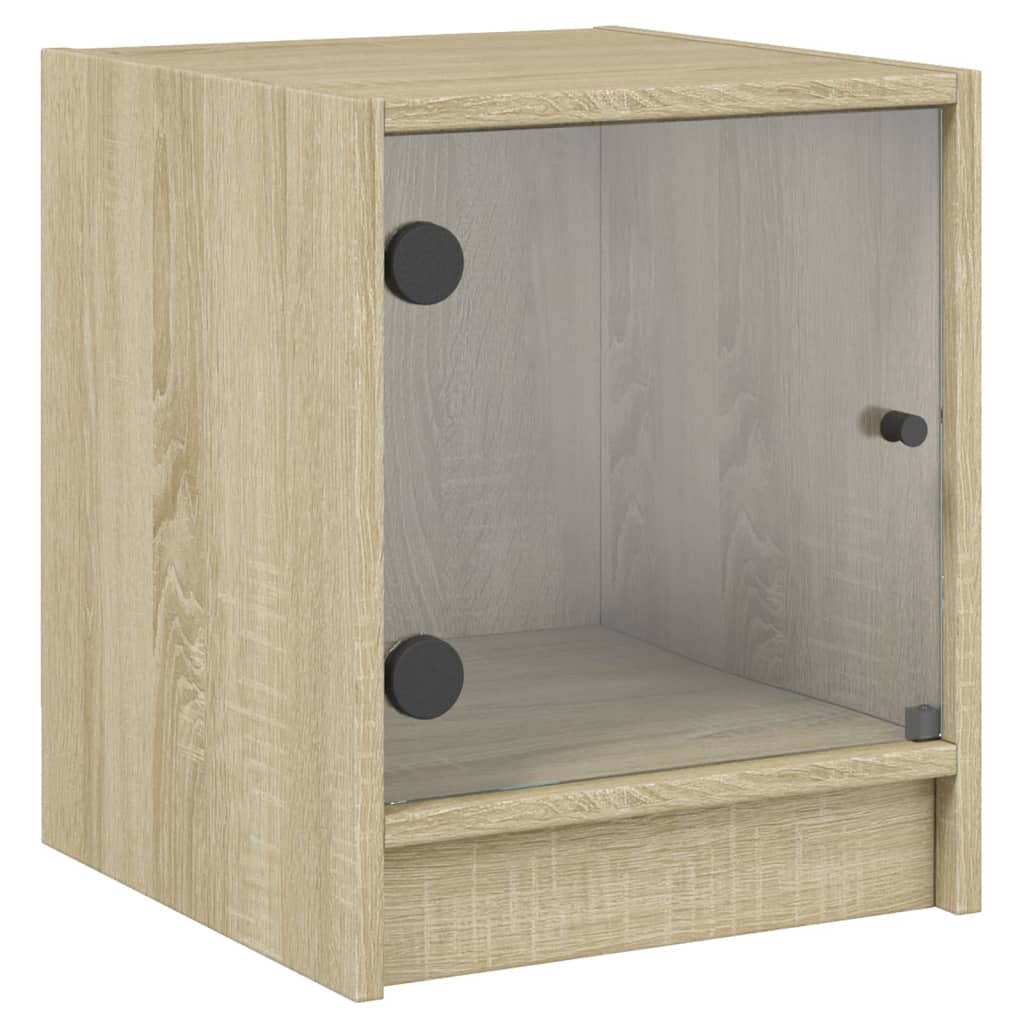 Sonoma Oak Bedside Cabinets with Glass Doors, 2 Pcs, 35x37x42 cm