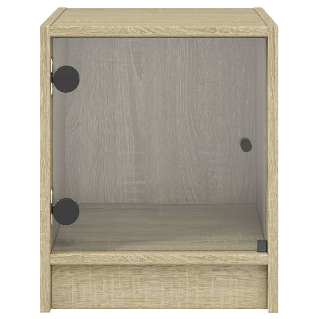 Sonoma Oak Bedside Cabinets with Glass Doors, 2 Pcs, 35x37x42 cm