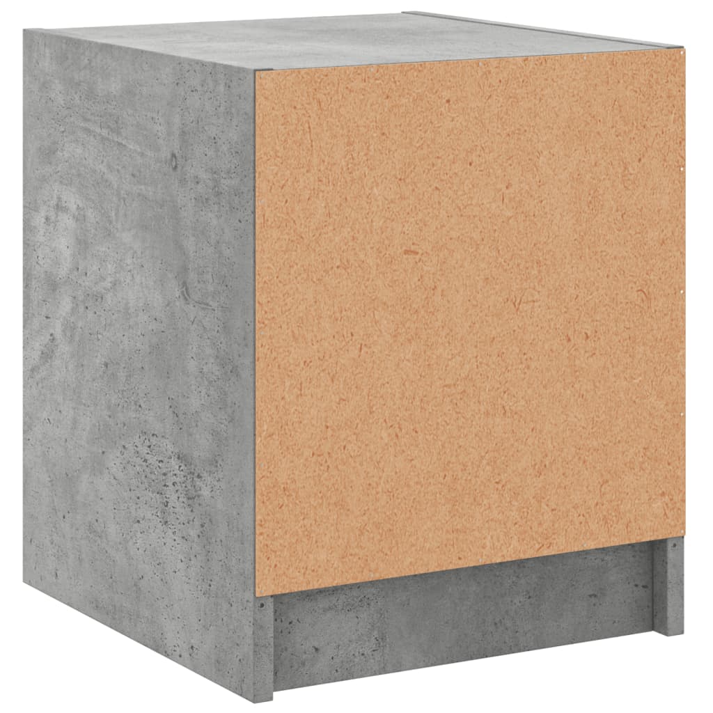 Concrete Grey Bedside Cabinets with Glass Doors - Set of 2, 35x37x42 cm