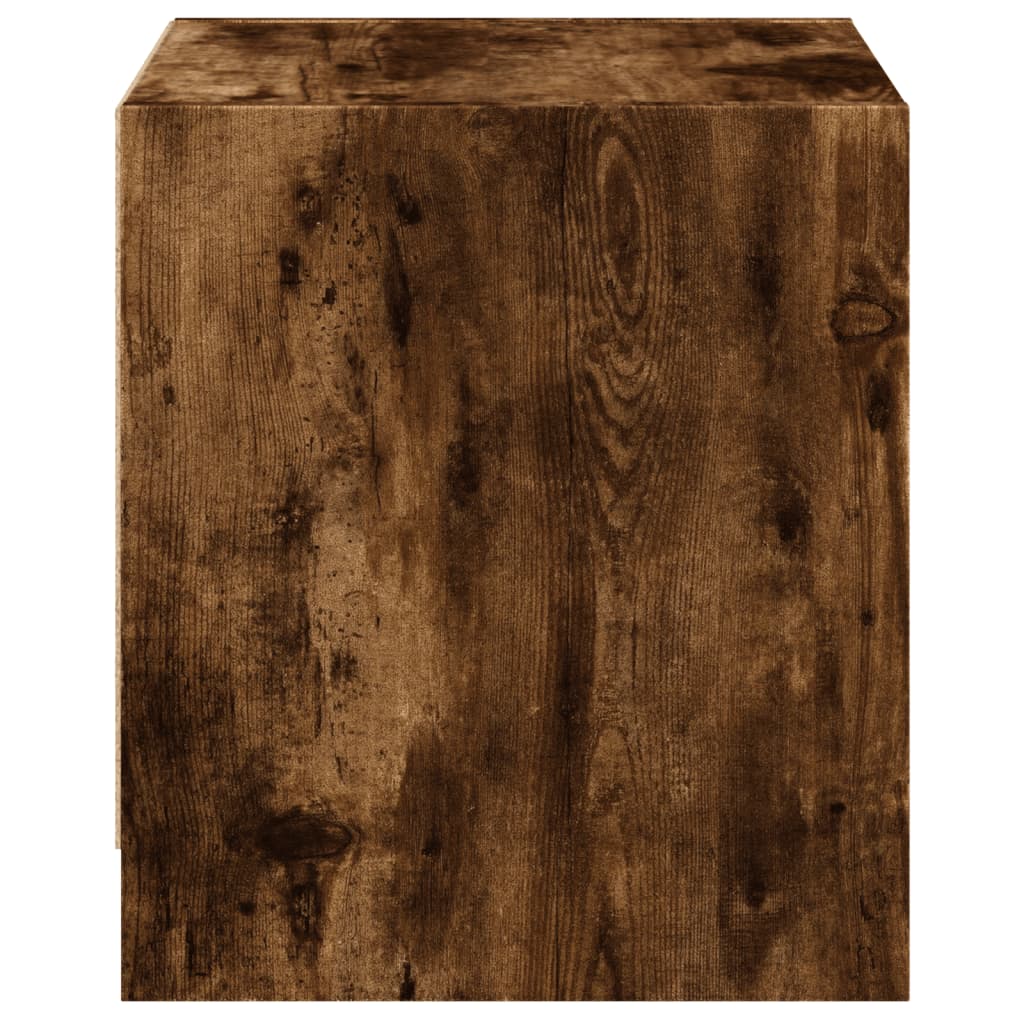 Smoked Oak Bedside Cabinet with Glass Door - 35x37x42 cm