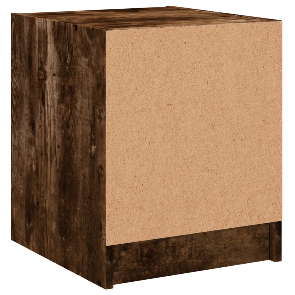 Smoked Oak Bedside Cabinet with Glass Door - 35x37x42 cm