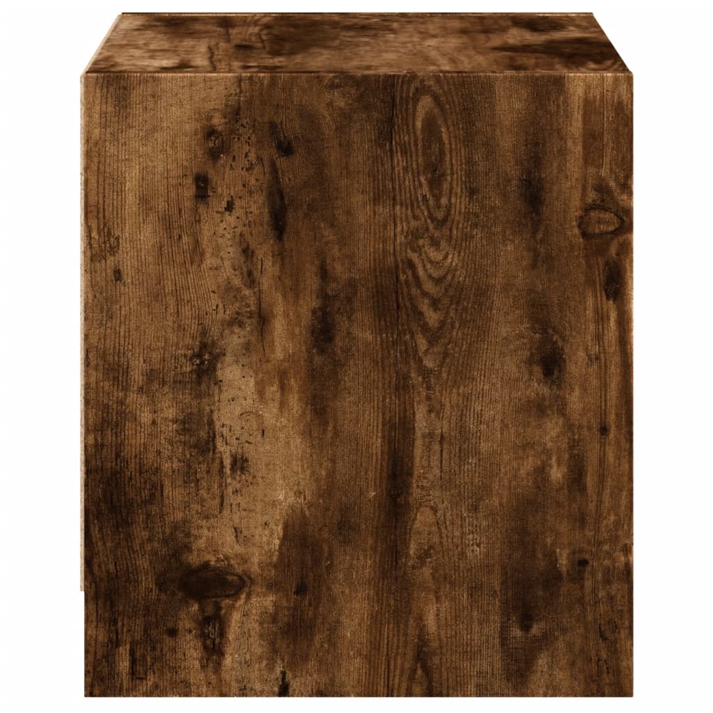 Smoked Oak Bedside Cabinets with Glass Doors - Set of 2, 35x37x42 cm