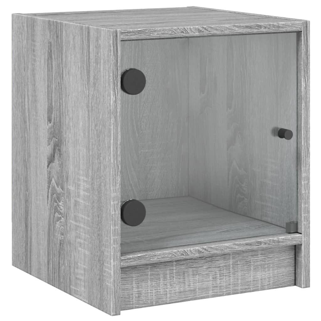 Grey Sonoma Bedside Cabinet with Glass Door, 35x37x42 cm