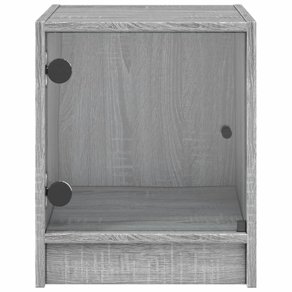 Grey Sonoma Bedside Cabinet with Glass Door, 35x37x42 cm