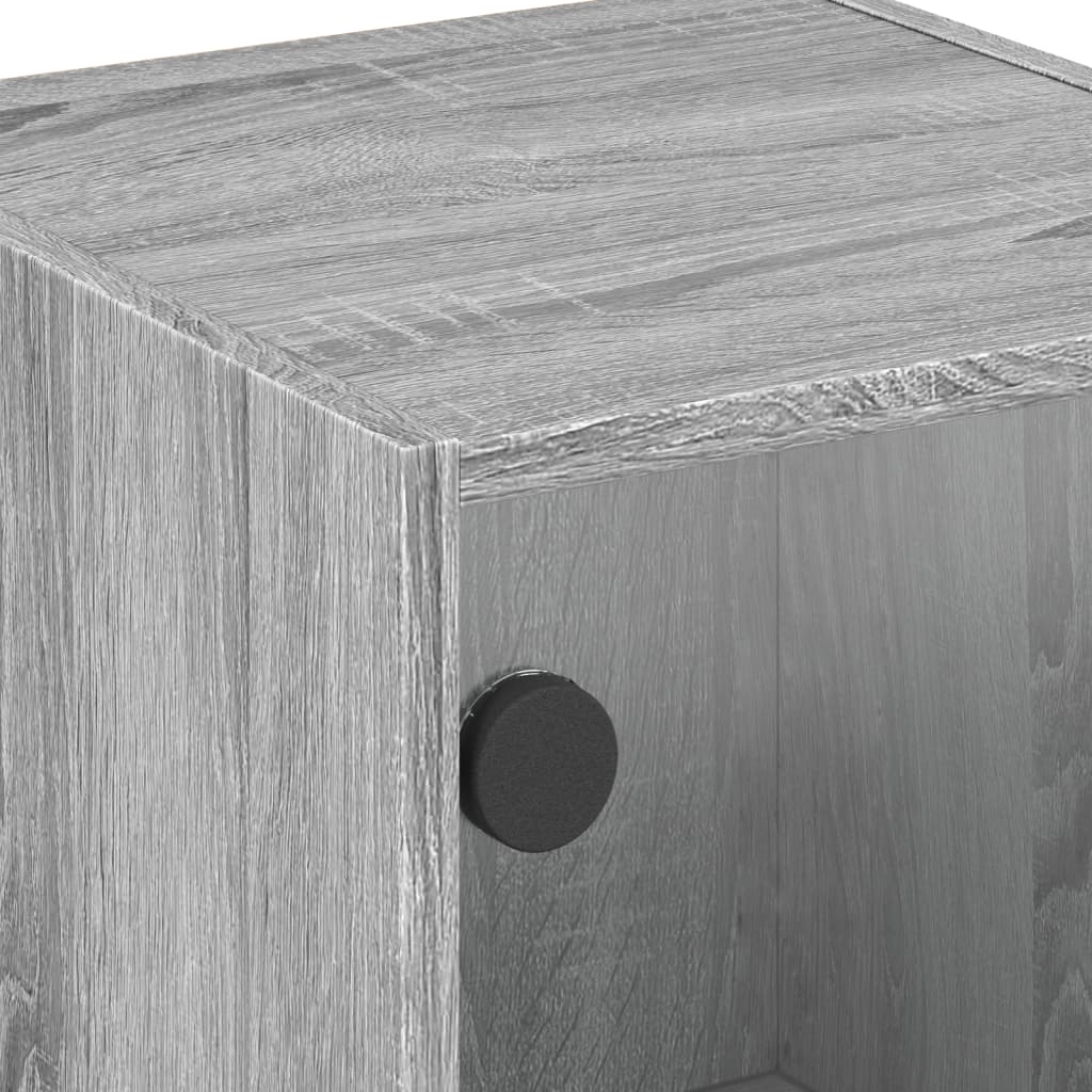 Grey Sonoma Bedside Cabinet with Glass Door, 35x37x42 cm