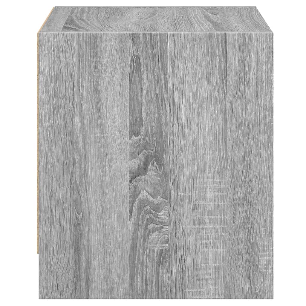 Grey Sonoma Bedside Cabinets with Glass Doors - Set of 2, 35x37x42 cm