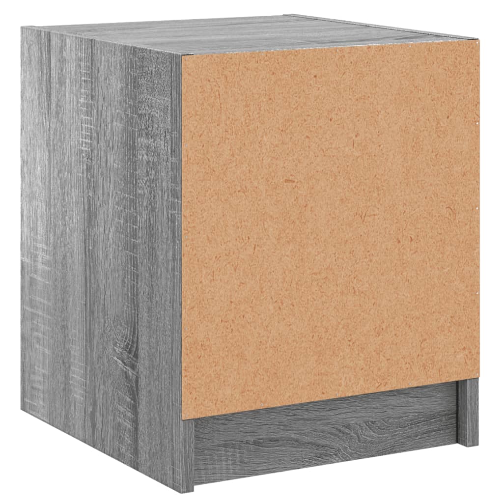 Grey Sonoma Bedside Cabinets with Glass Doors - Set of 2, 35x37x42 cm