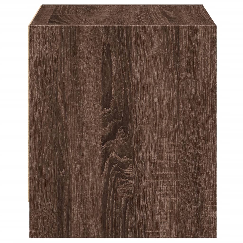 Brown Oak Bedside Cabinet with Glass Door - 35x37x42 cm