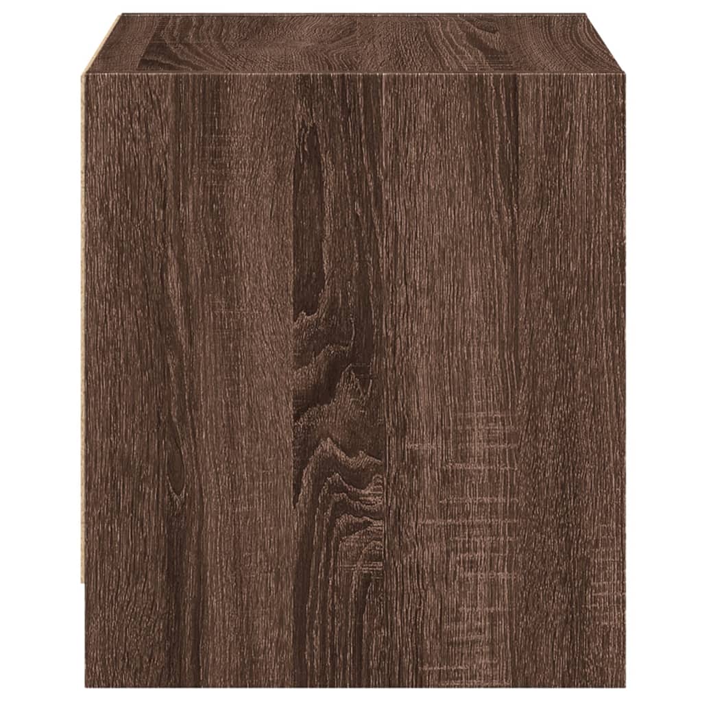 Brown Oak Bedside Cabinets with Glass Doors - Set of 2, 35x37x42 cm