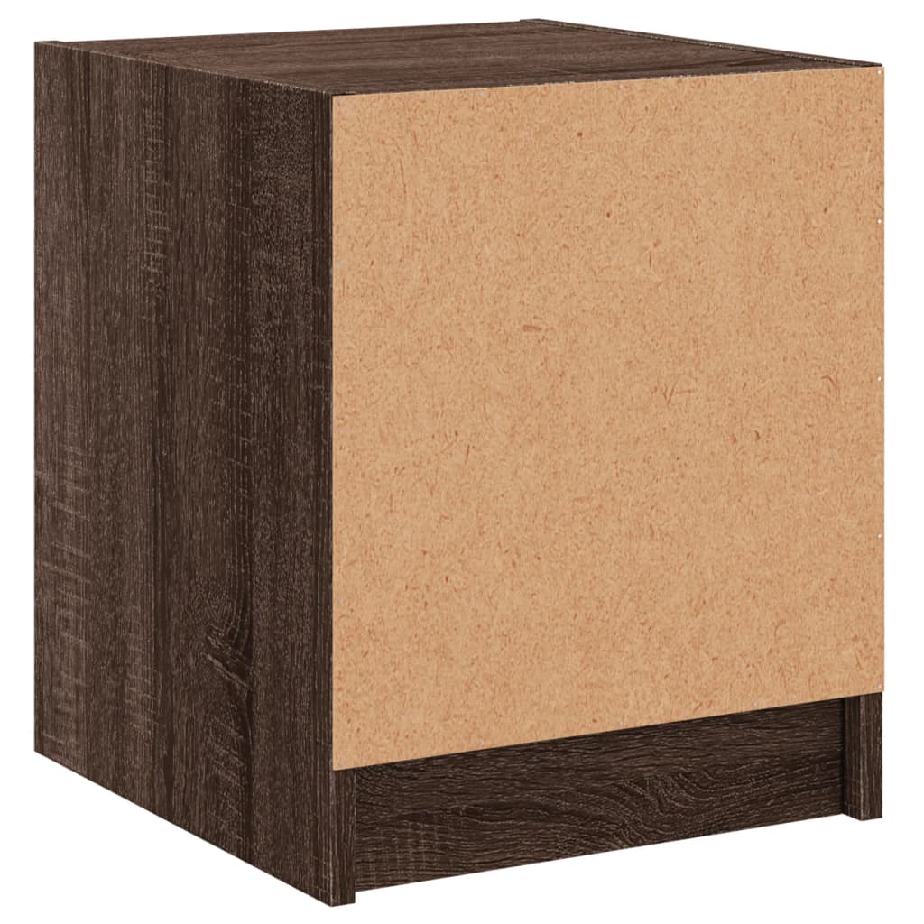 Brown Oak Bedside Cabinets with Glass Doors - Set of 2, 35x37x42 cm