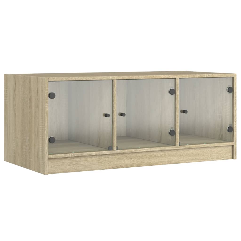 Coffee Table with Glass Doors Sonoma Oak 102x50x42 cm