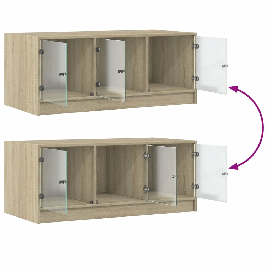 Coffee Table with Glass Doors Sonoma Oak 102x50x42 cm