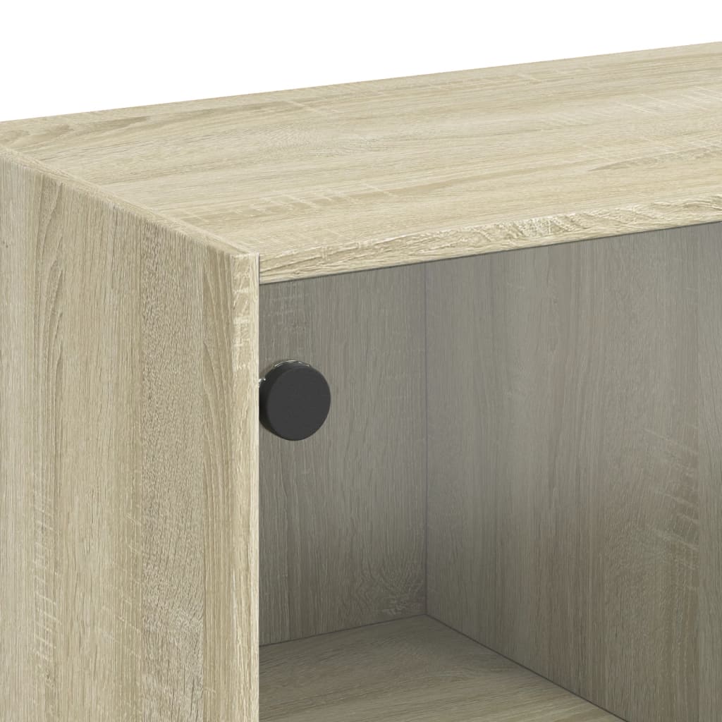 Coffee Table with Glass Doors Sonoma Oak 102x50x42 cm