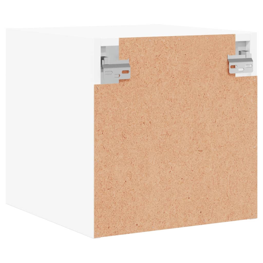 White Bedside Cabinet with Glass Door - 35x37x35 cm Wood Finish