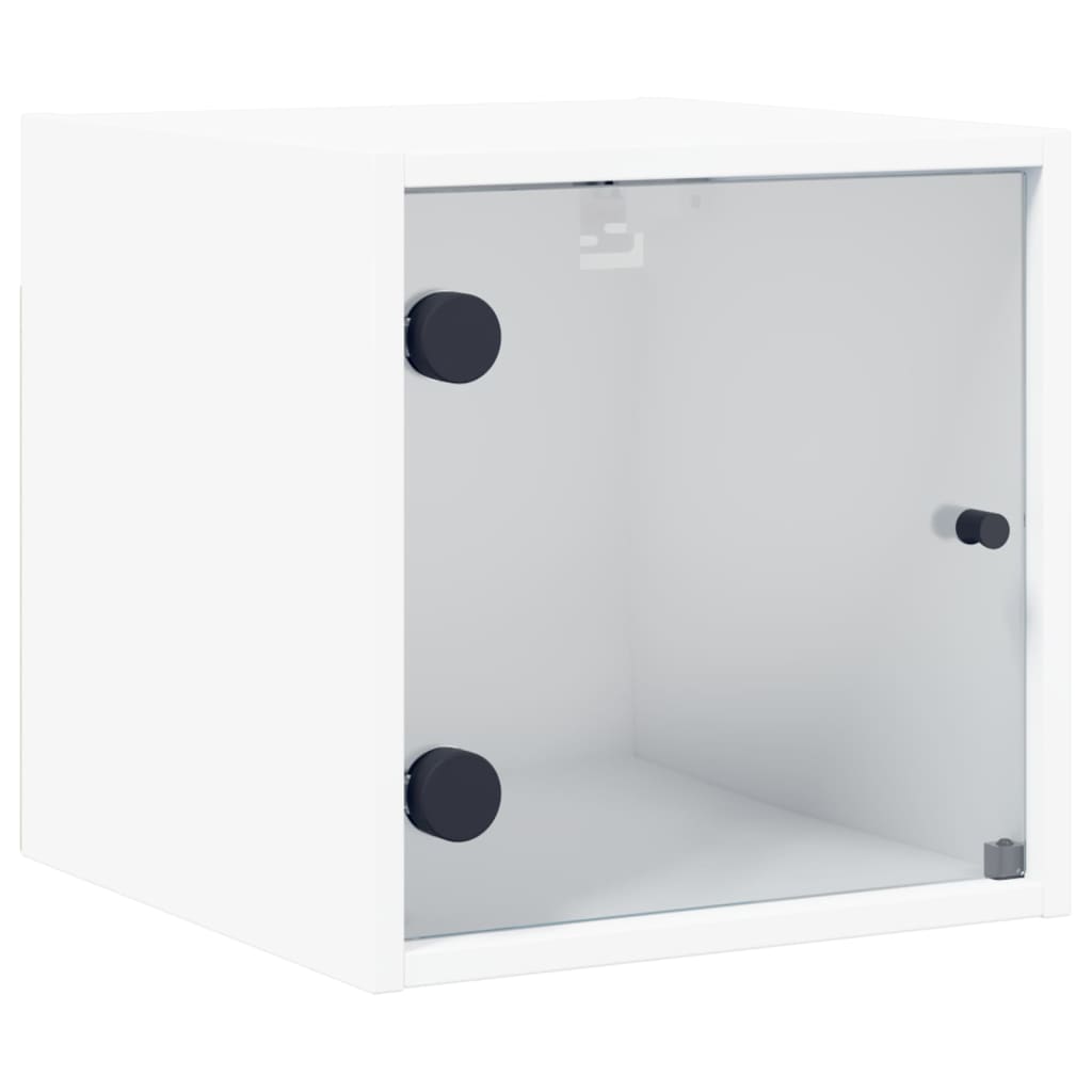 White Bedside Cabinets with Glass Doors Set of 2 - Elegant Storage