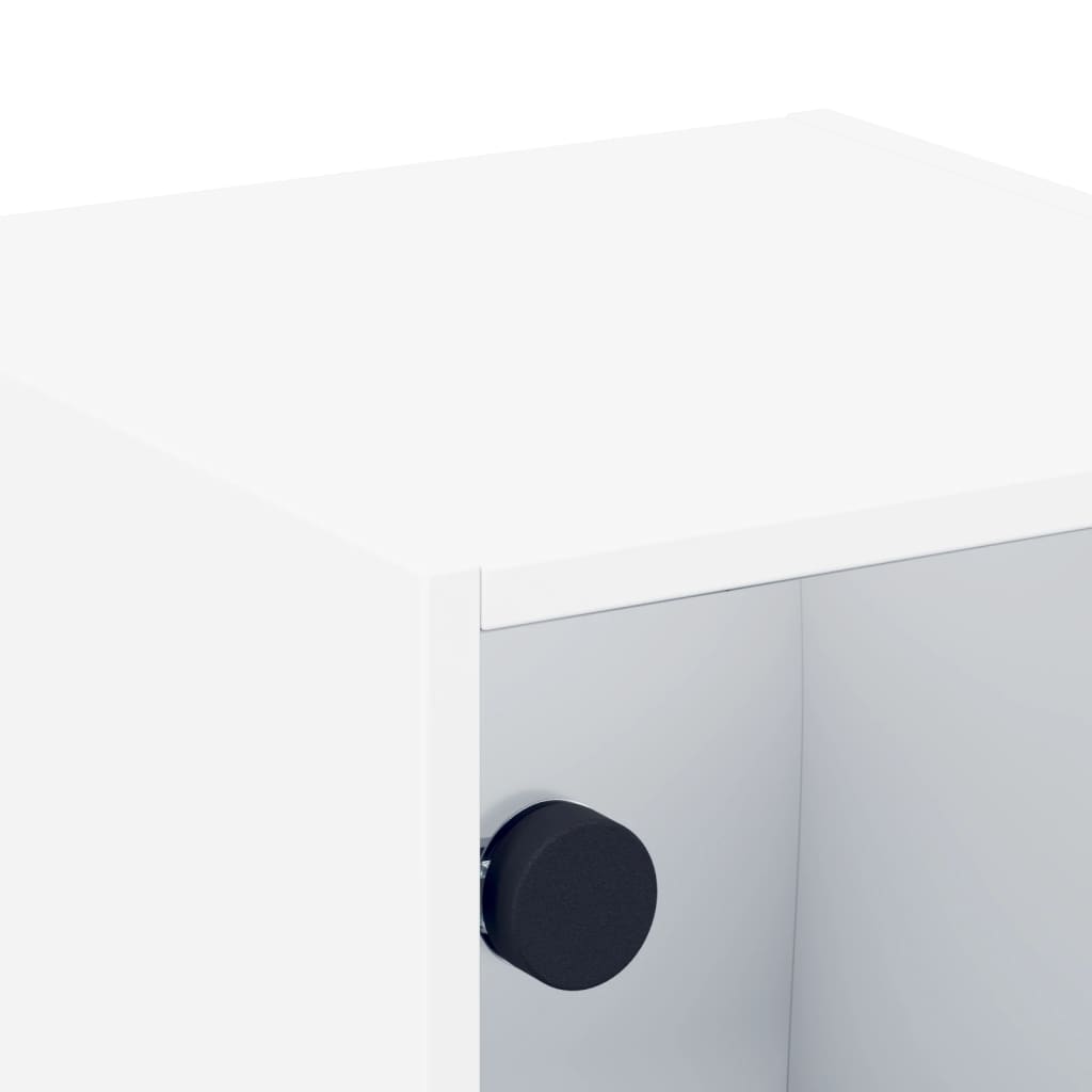 White Bedside Cabinets with Glass Doors Set of 2 - Elegant Storage