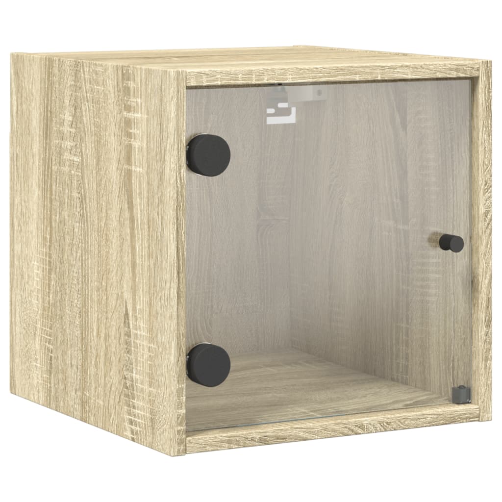 Sonoma Oak Bedside Cabinet with Glass Door 35x37x35 cm