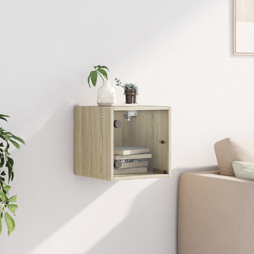 Sonoma Oak Bedside Cabinet with Glass Door 35x37x35 cm