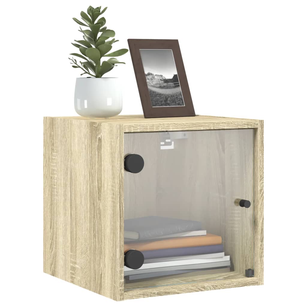 Sonoma Oak Bedside Cabinet with Glass Door 35x37x35 cm